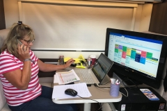 Sarah in Pop Up Festival Office
